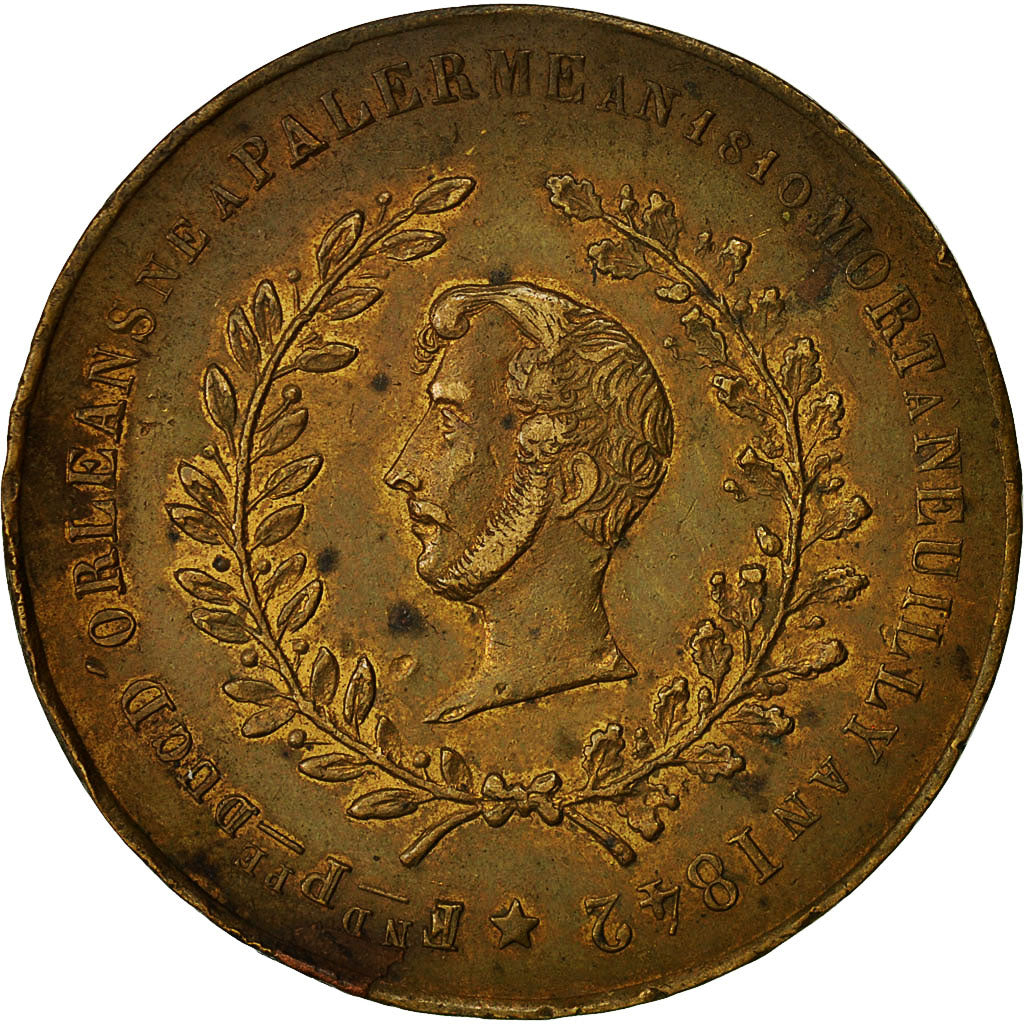 France, Médaille, Mort de Ferdinand Philippe, Duc d'Orléans, 1842, TTB, Cuivre
