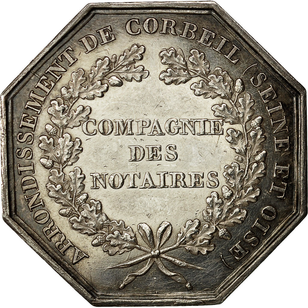 Francia, Token, Louis XVIII, Compagnie des Notaires de Corbeil, Peuvrier, SPL-
