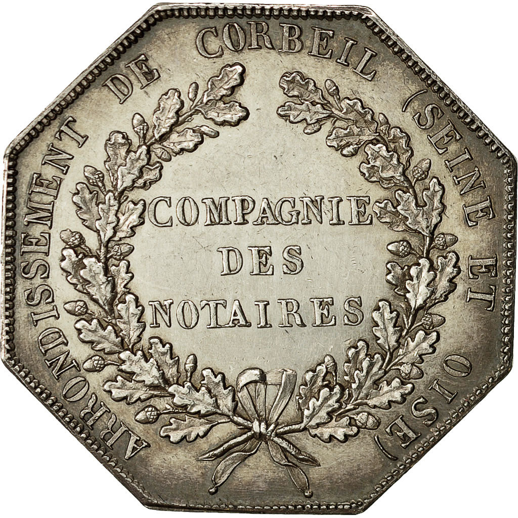 Francia, Token, Louis XVIII, Compagnie des Notaires de Corbeil, Peuvrier, SPL