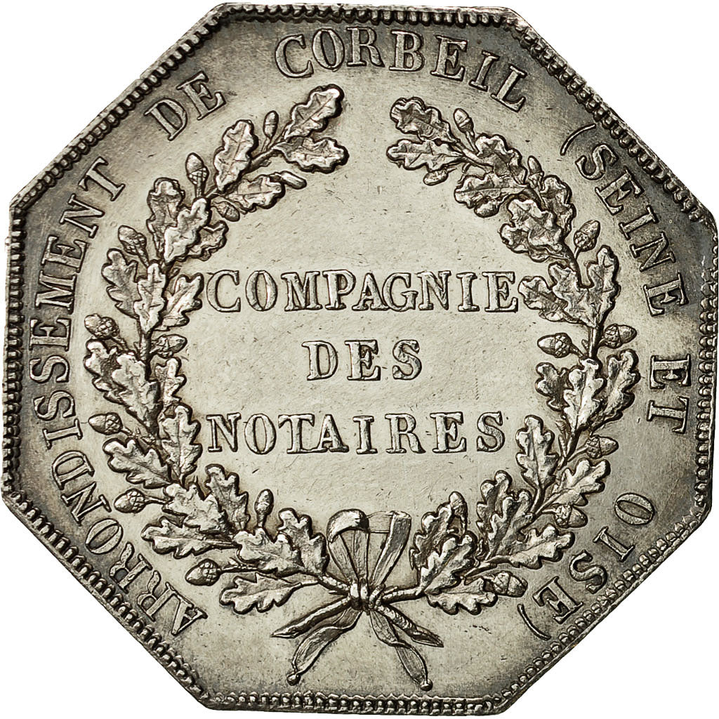Francia, Token, Louis XVIII, Compagnie des Notaires de Corbeil, Peuvrier, SPL