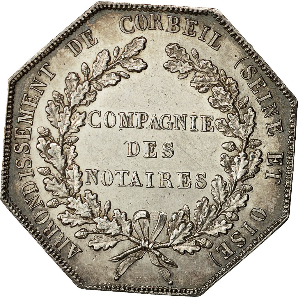 Francia, Token, Louis XVIII, Compagnie des Notaires de Corbeil, Peuvrier, SPL-