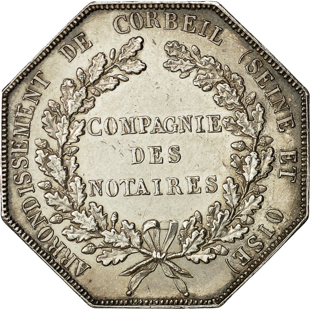 Francia, Token, Louis XVIII, Compagnie des Notaires de Corbeil, Peuvrier, SPL-