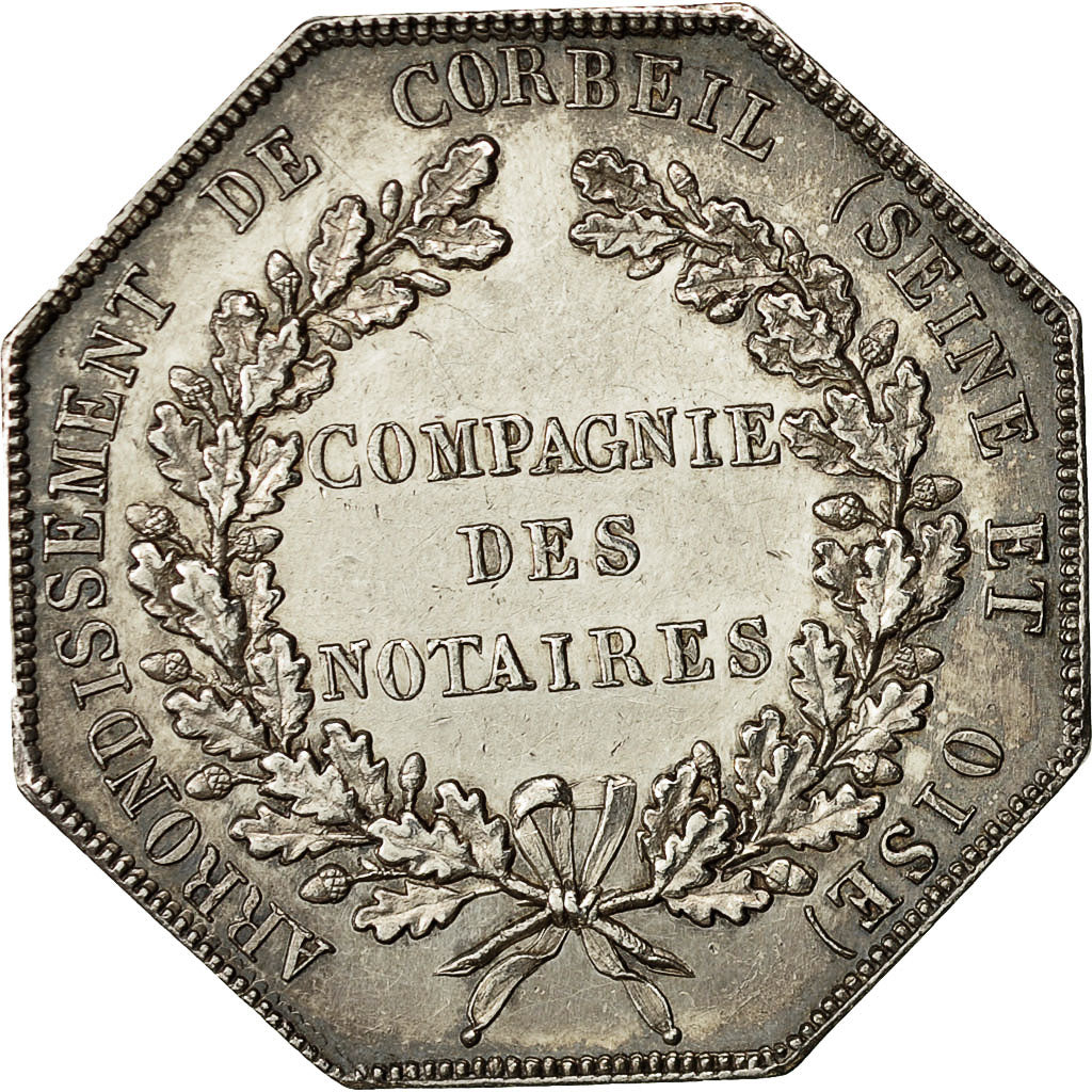 Francia, Token, Louis XVIII, Compagnie des Notaires de Corbeil, Peuvrier, SPL-