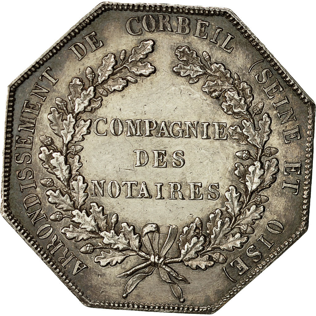 Francia, Token, Louis XVIII, Compagnie des Notaires de Corbeil, Peuvrier, SPL-
