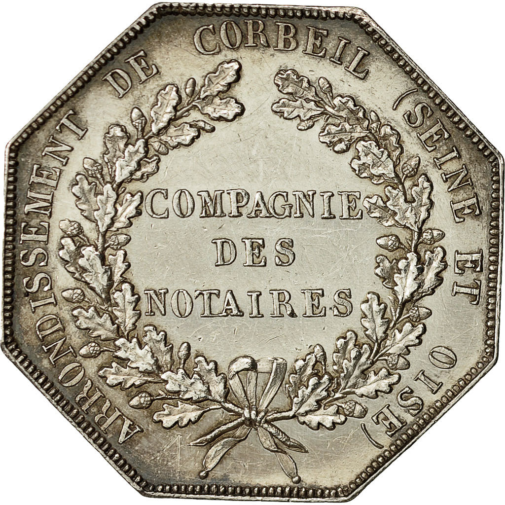 France, Jeton, Louis XVIII, Compagnie des Notaires de Corbeil, Peuvrier, SUP