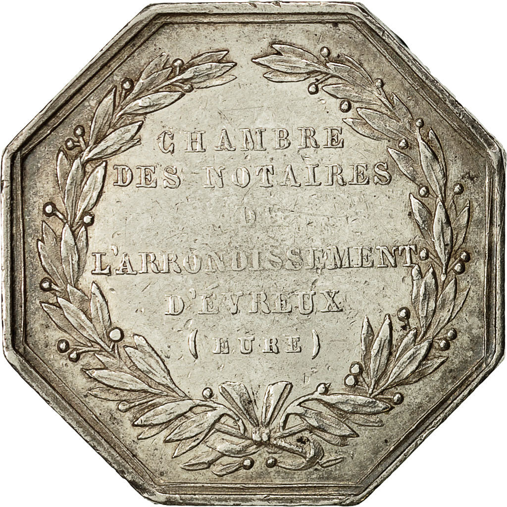 France, Token, Chambre des Notaires d'Evreux, Brasseux, AU(55-58), Silver