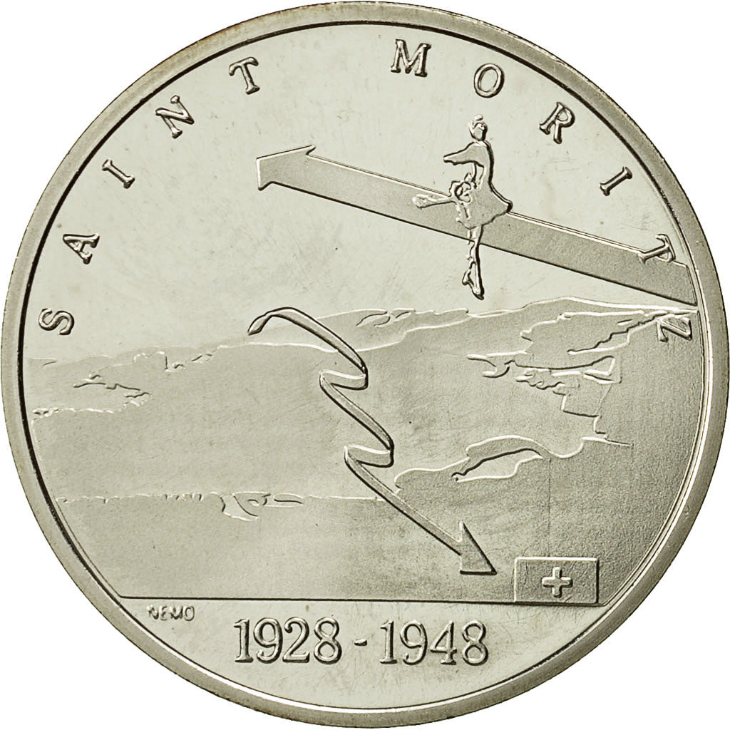 France, Medal, Jeux Olympiques d'Albertville, Saint Moritz, 1992, MS(64), Silver