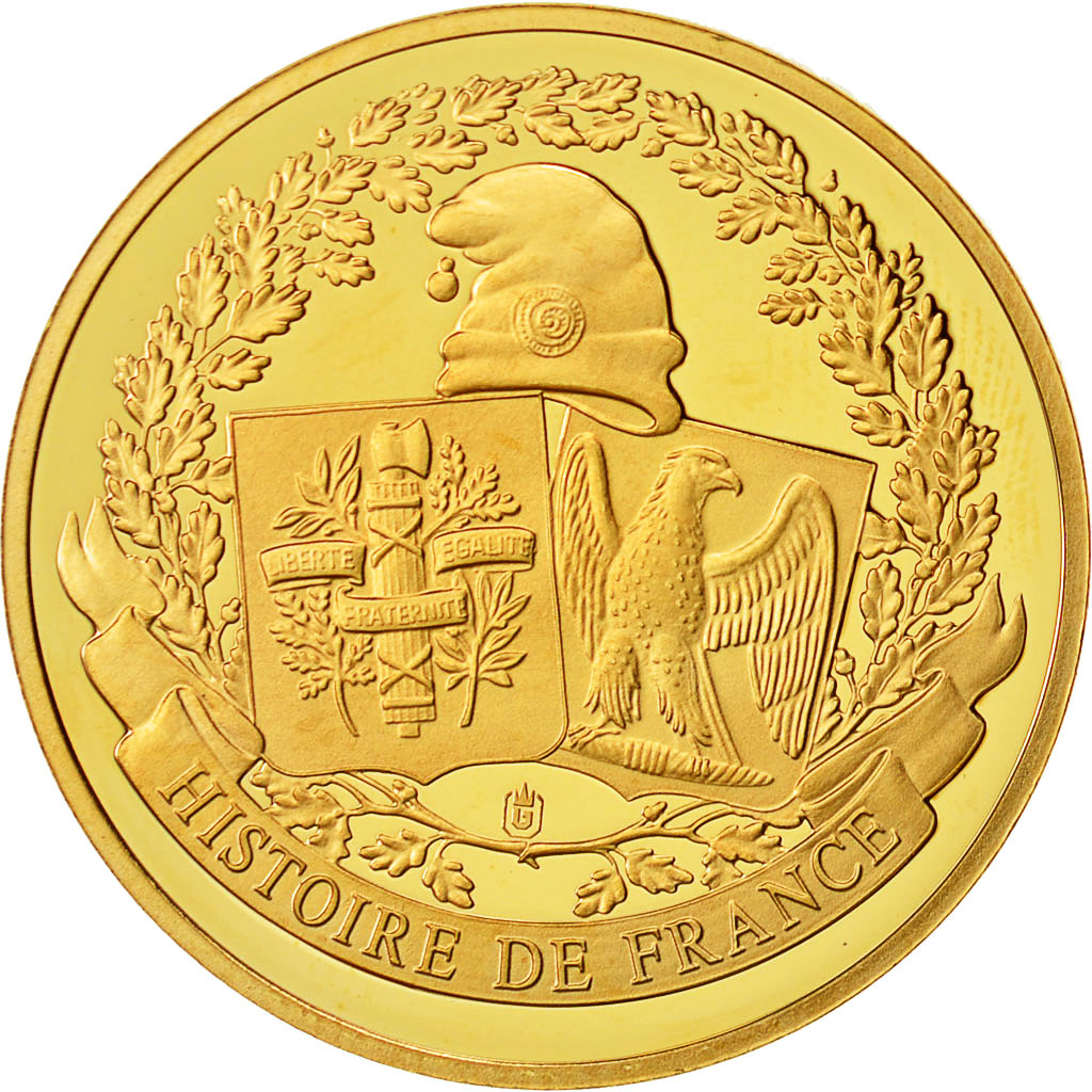 France, Medal, Histoire de France, Le Coq Gaulois, MS(65-70), Copper Gilt