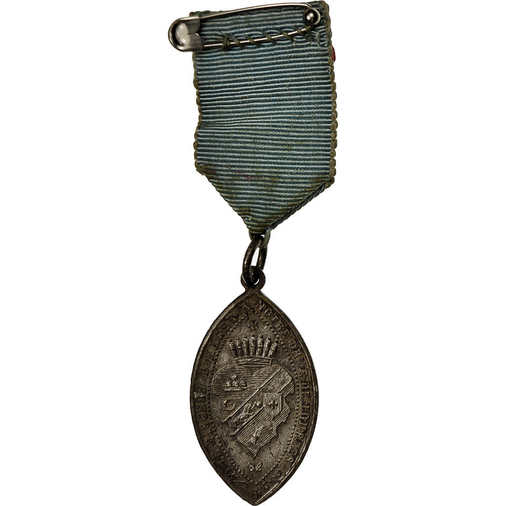 Algeria, Médaille, Pèlerinage à Lourdes, Diocèse d'Alger, SUP, Silvered