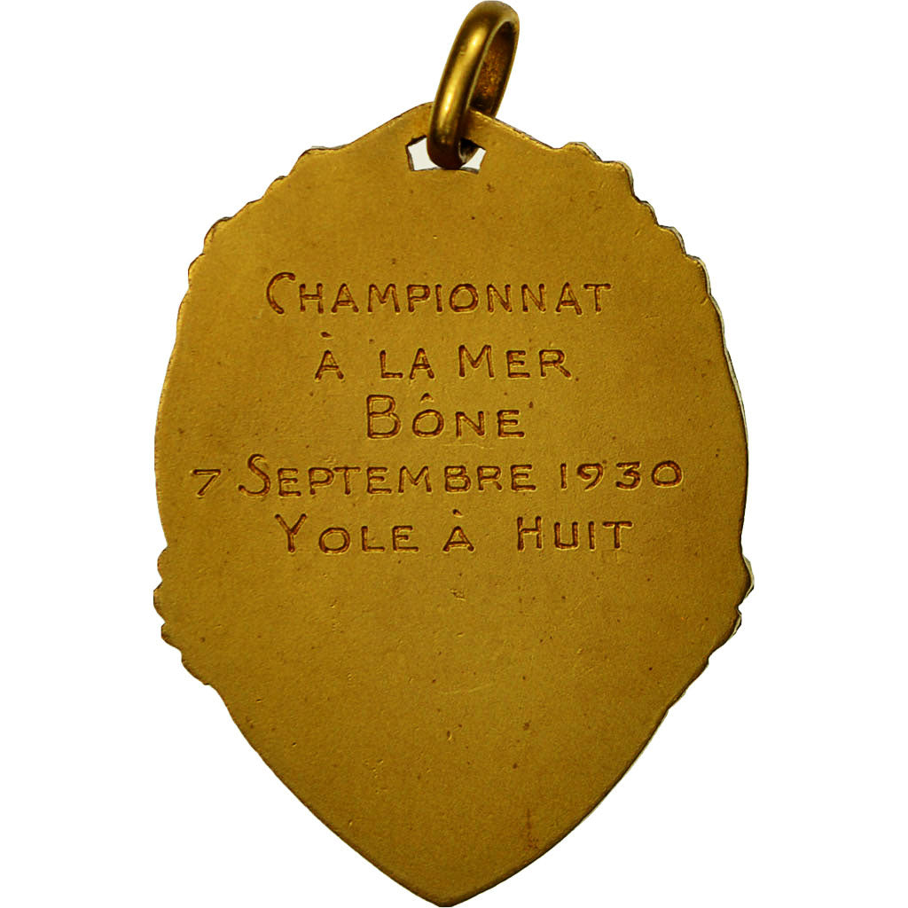 Algeria, Medaille, Sport, Championnat à la Mer, Yole à Huit, Bône, 1930, VZ+