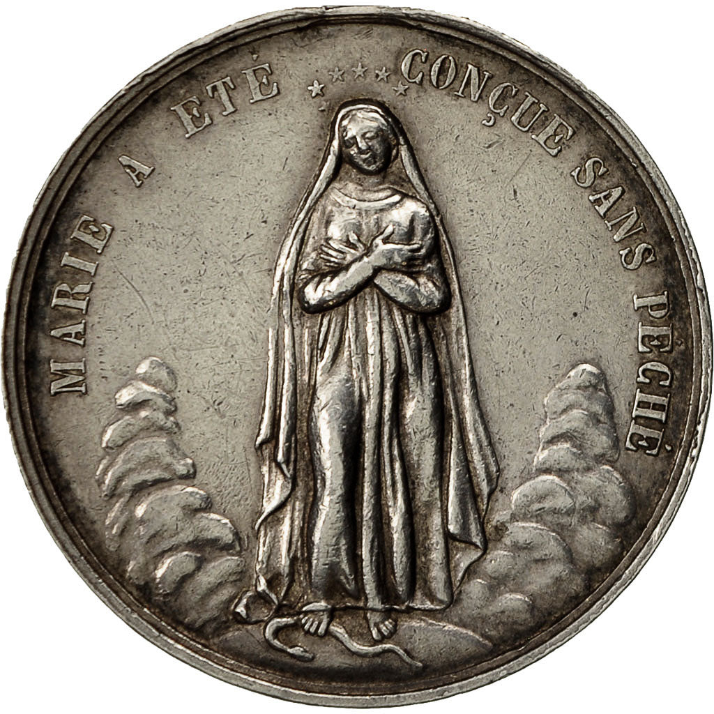 France, Medal, Religion, Marie Conçue sans Péché, Vachette, AU(55-58), Silver