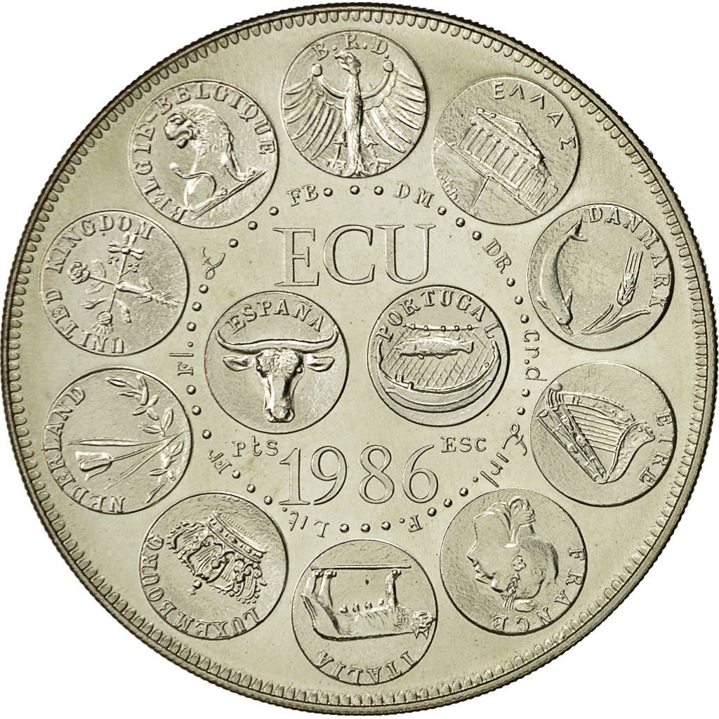 France, Medal, Ecu Europa, Marianne, 1986, Rodier, MS(64), Silver
