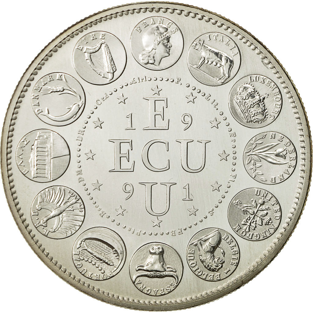 France, Medal, Ecu Europa, Marianne, 1991, Rodier, MS(64), Silver