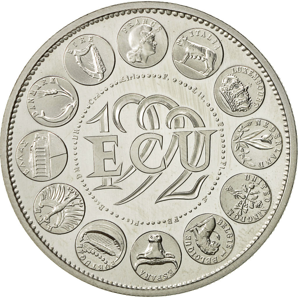 France, Medal, Ecu Europa, Marianne, 1992, Rodier, MS(64), Silver