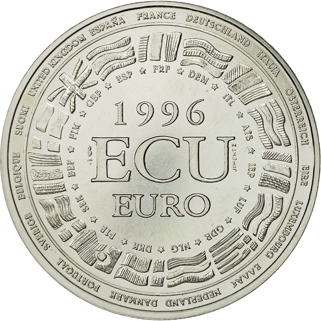 France, Medal, Ecu Euro, EUROPA, 1996, MS(64), Silver