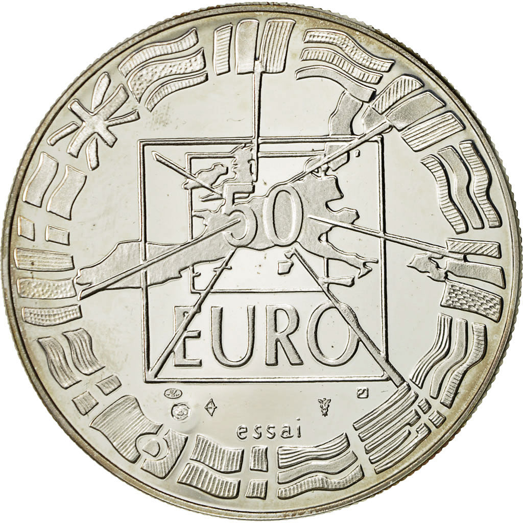France, Medal, 50 Euro Essai, 1998, MS(64), Silver