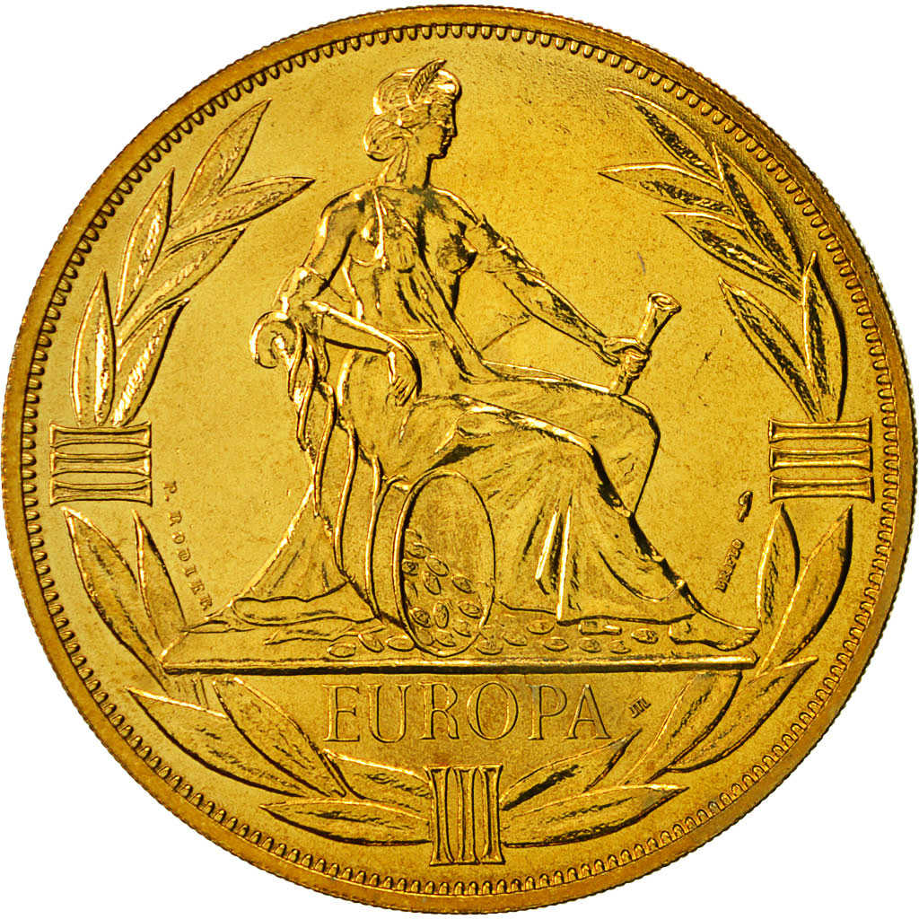 Frankreich, Medaille, Ecu Europa, Europe Assise, 1980, Rodier, UNZ+, Gilt Bronze