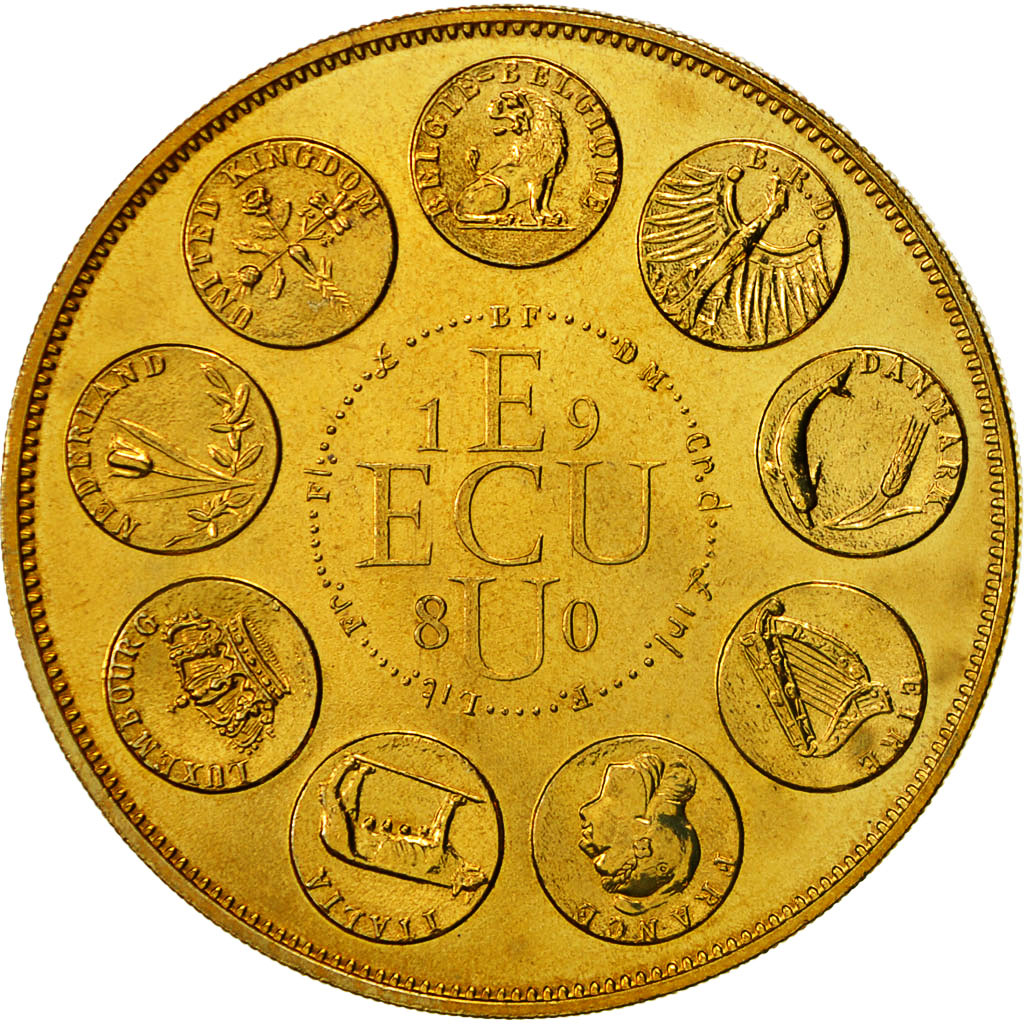 Frankreich, Medaille, Ecu Europa, Europe Assise, 1980, Rodier, UNZ+, Gilt Bronze