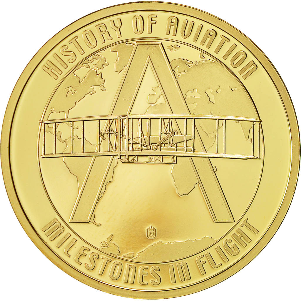 France, Medal, Histoire de l'Aviation, Le Concorde, MS(64), Copper Gilt