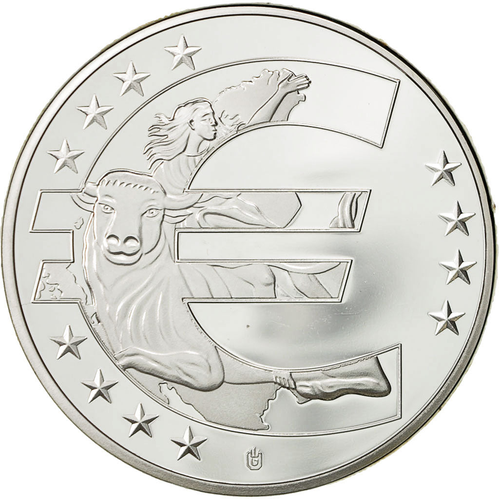 Francia, medaglia, 10 ans de l'Euro, SPL+, Copper Plated Silver