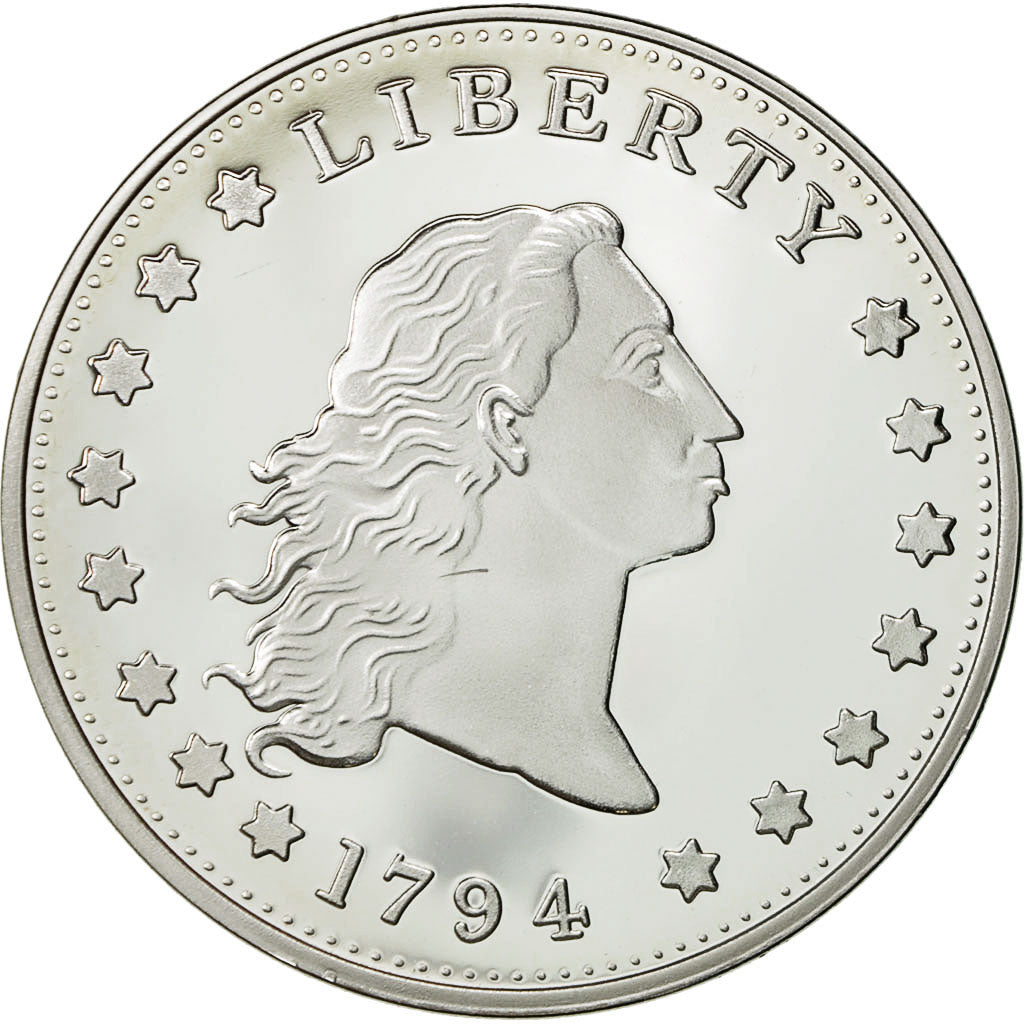 France, Medal, Reproduction de la Flowing Hair Silver Dollar, MS(64), Copper