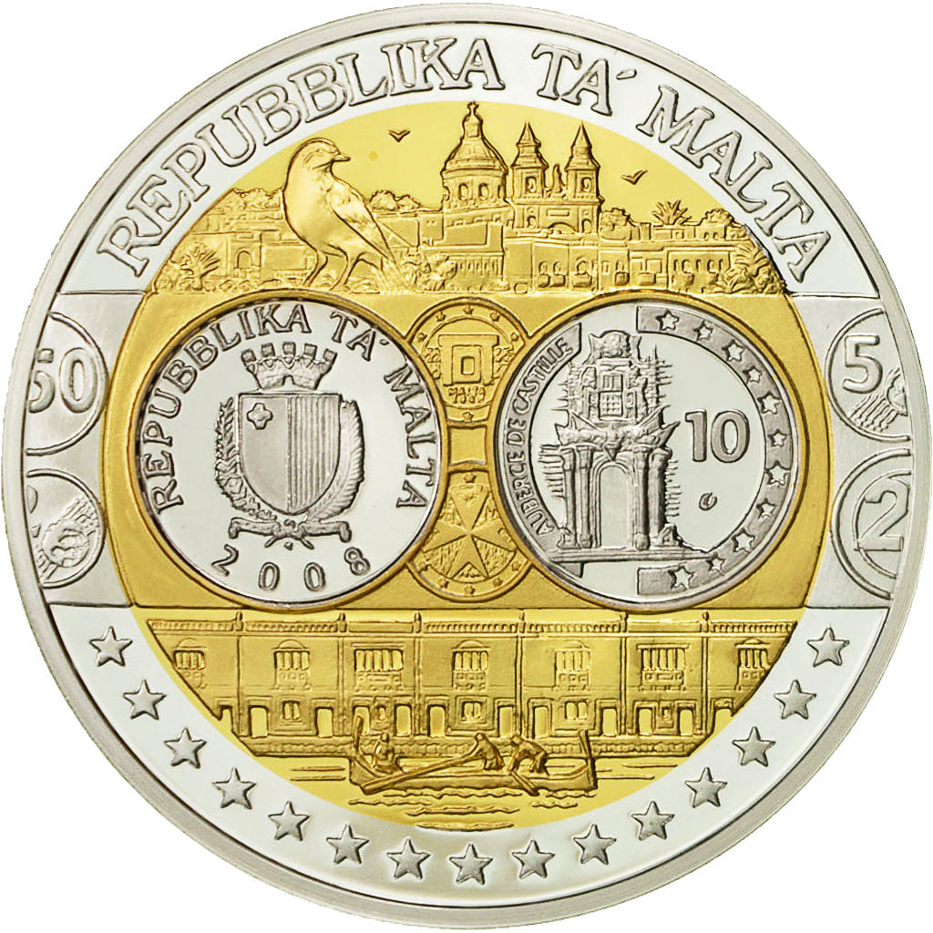 Malte, Médaille, L'Europe, Auberge de Castille, 2008, SPL+, Argent