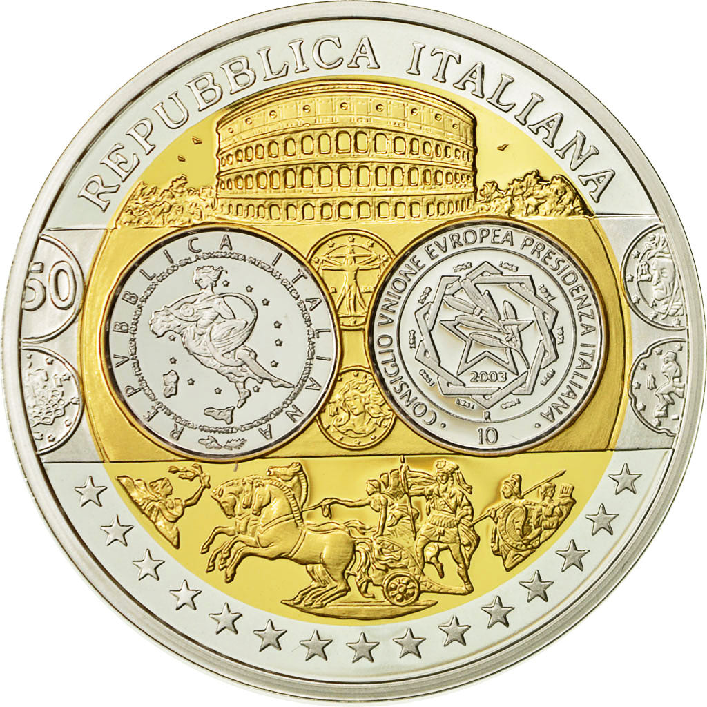 Italy, Medal, Conseil de l'Union Européenne, 2003, MS(64), Silver
