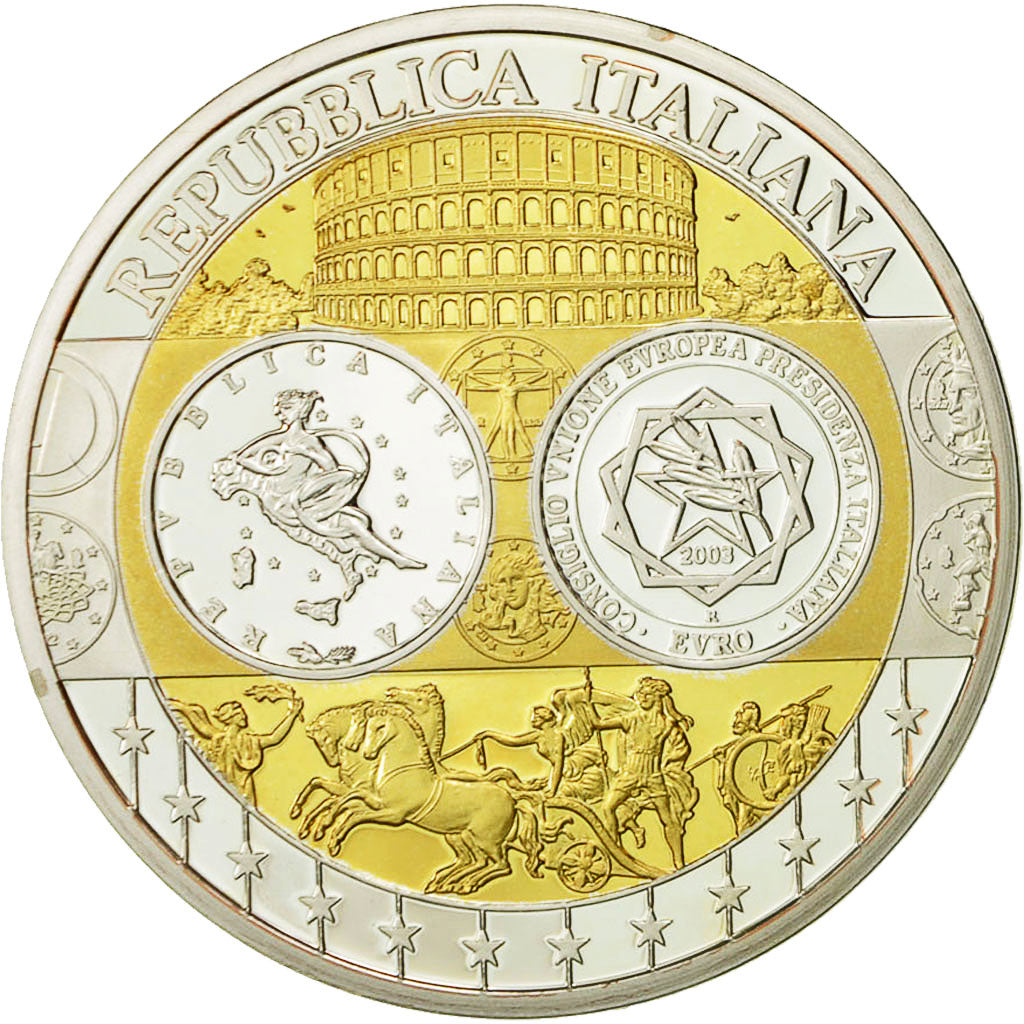 Włochy, Medal, Conseil de l'Union Européenne, 2003, MS(64), Srebro