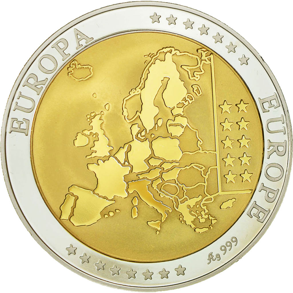 Belgio, medaglia, L'Europe, Jonction Nord-Midi, 2002, SPL+, Argento