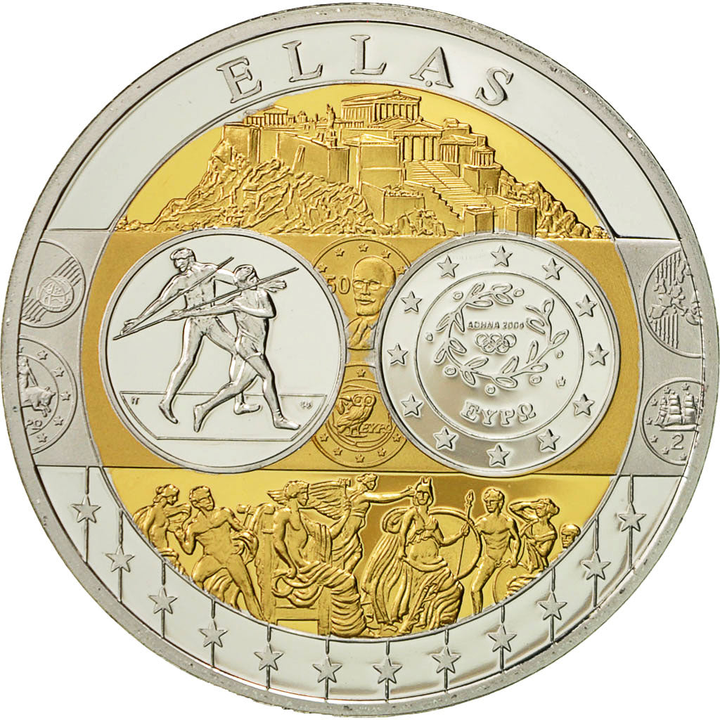 Griechenland, Medaille, L'Europe, JO d'Athènes, 2004, UNZ+, Silber