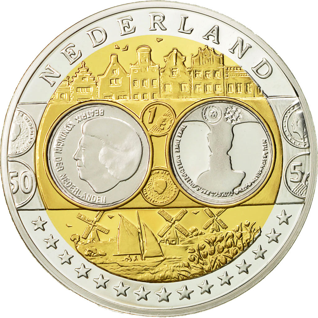 Nederland, Medaille, L'Europe, Reine Béatrix, UNC, Zilver