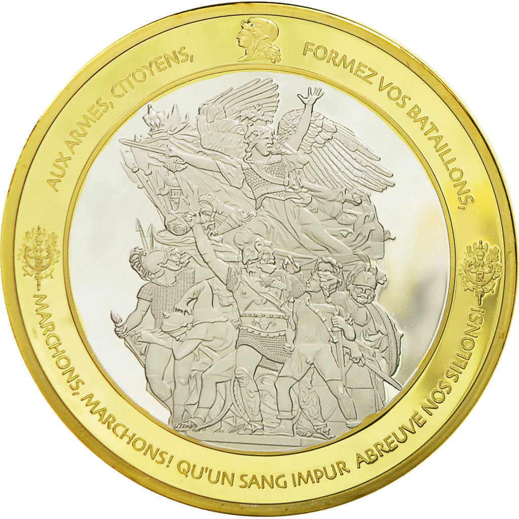 France, Medal, Les piliers de la République, Marianne, MS(65-70), Copper Gilt