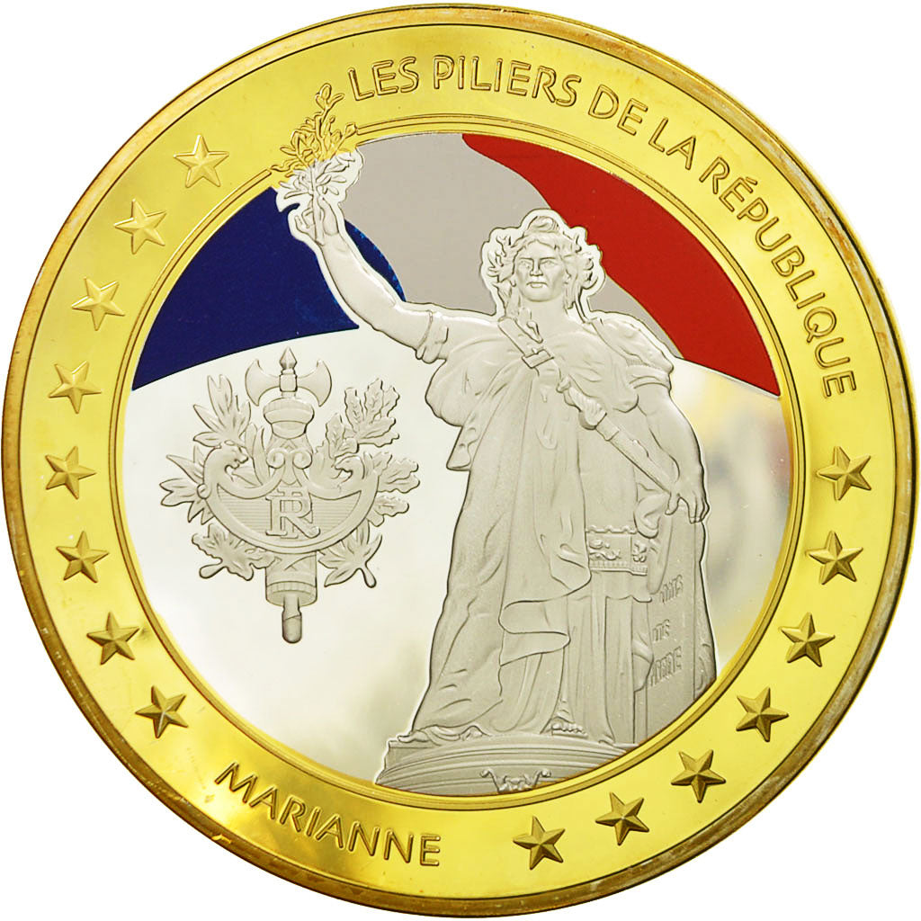 Frankrijk, Medaille, Les piliers de la République, Marianne, FDC, Copper Gilt