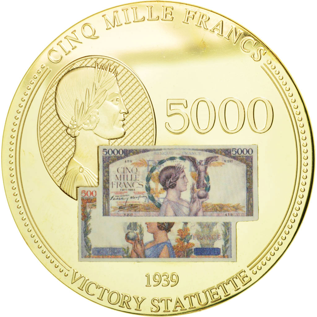 France, Medal, Les Anciens Francs, billet de 5000 Francs Victoire, MS(65-70)