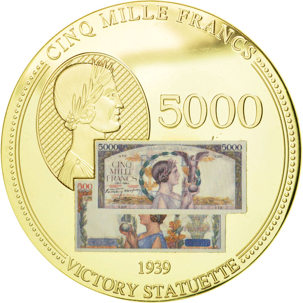 France, Medal, Les Anciens Francs, billet de 5000 Francs Victoire, MS(65-70)