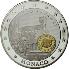 Mónaco, medalla, 10 Ans de l'Europe, Monaco, 2001, FDC, Copper Plated Silver