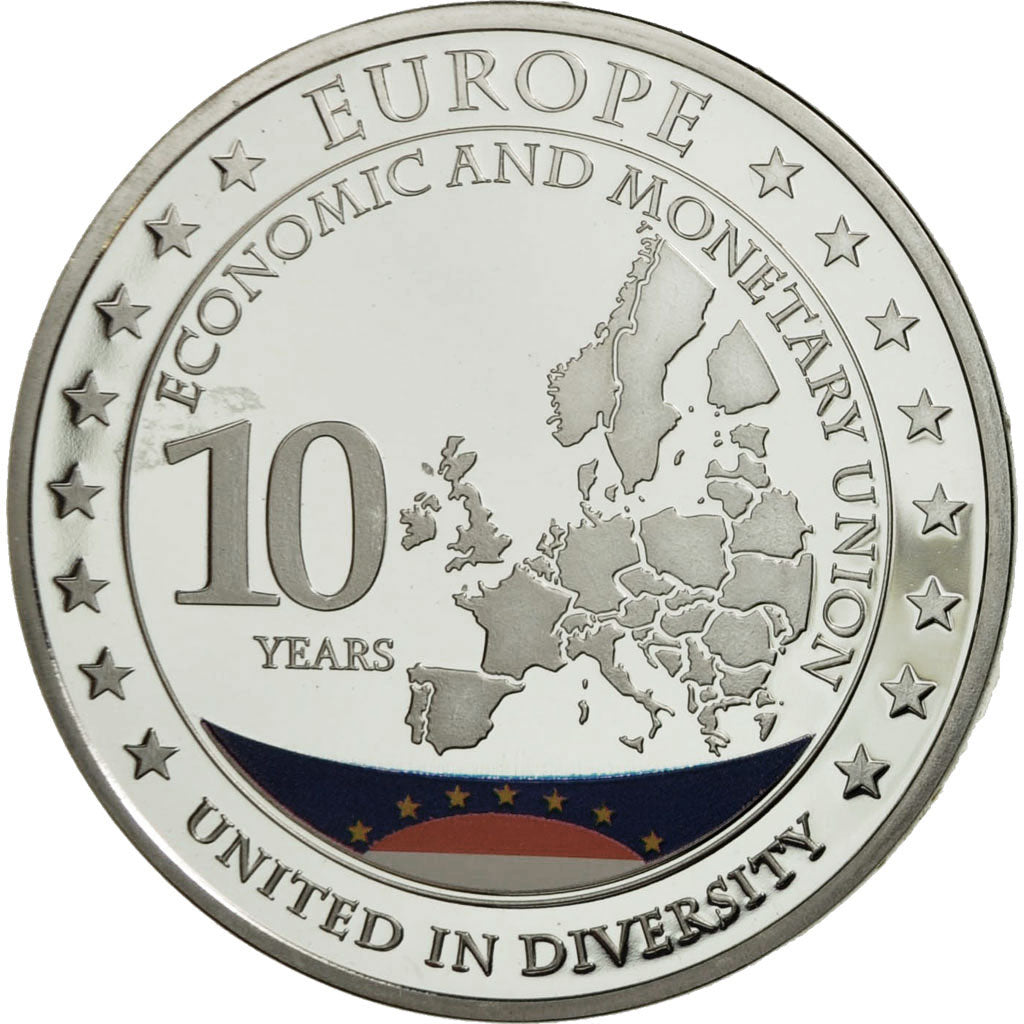 Monaco, Medal, 10 Ans de l'Europe, Monaco, 2001, MS(65-70), Copper Plated Silver