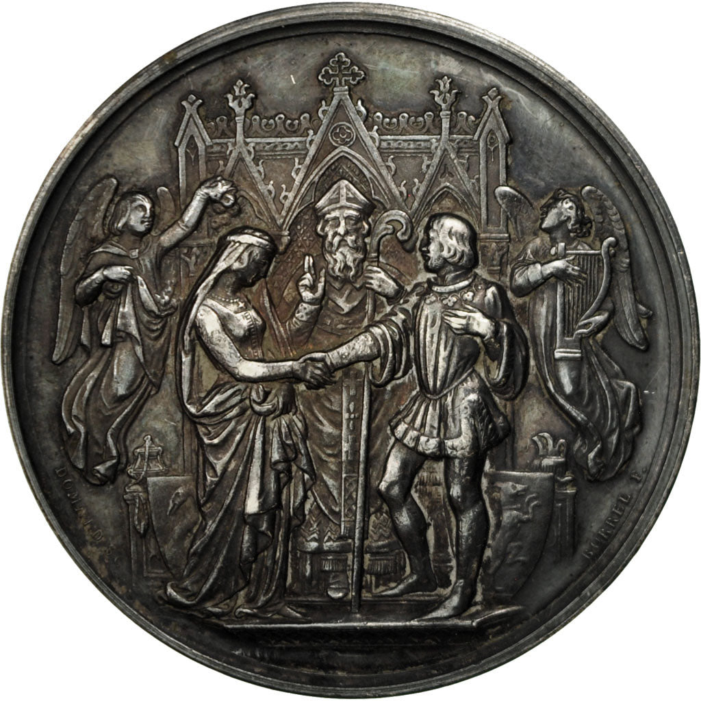 France, Médaille, Noces, Mariage, Religion, 1880, Borrel, SUP+, Argent