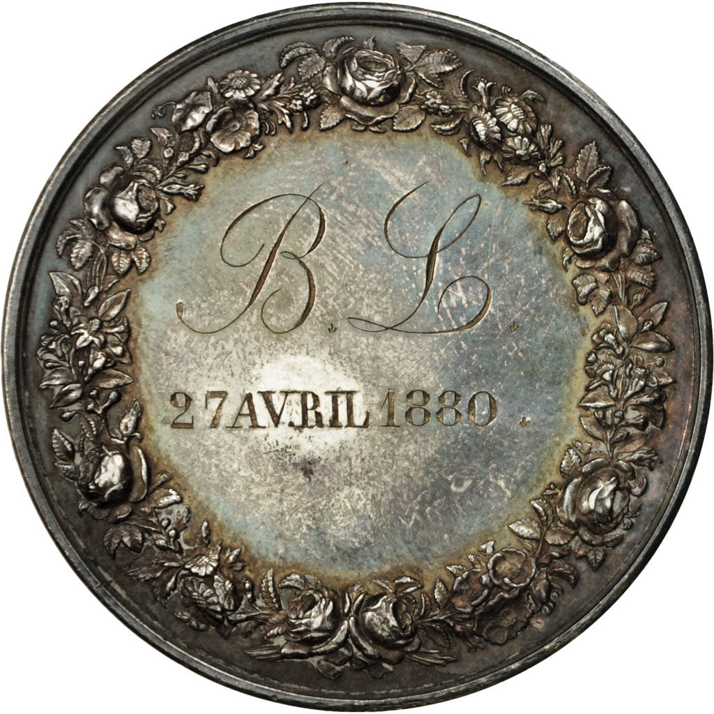 France, Médaille, Noces, Mariage, Religion, 1880, Borrel, SUP+, Argent