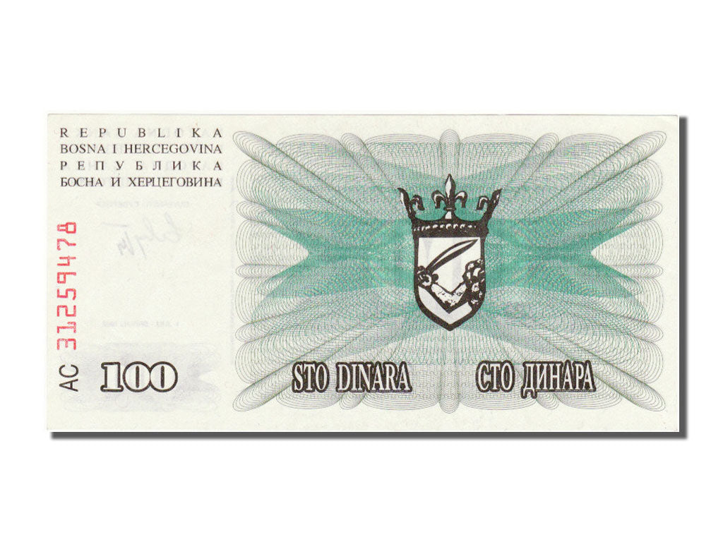 Banconote, Bosnia - Erzegovina, 100 Dinara, 1992, FDS