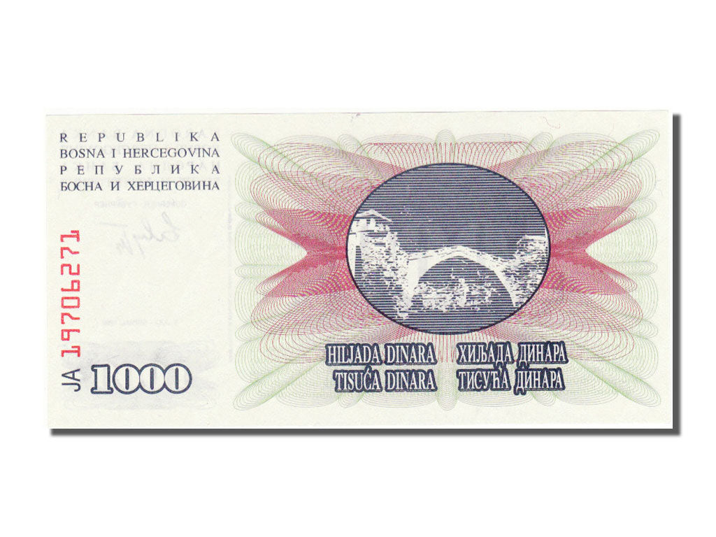 Banconote, Bosnia - Erzegovina, 1000 Dinara, 1992, FDS
