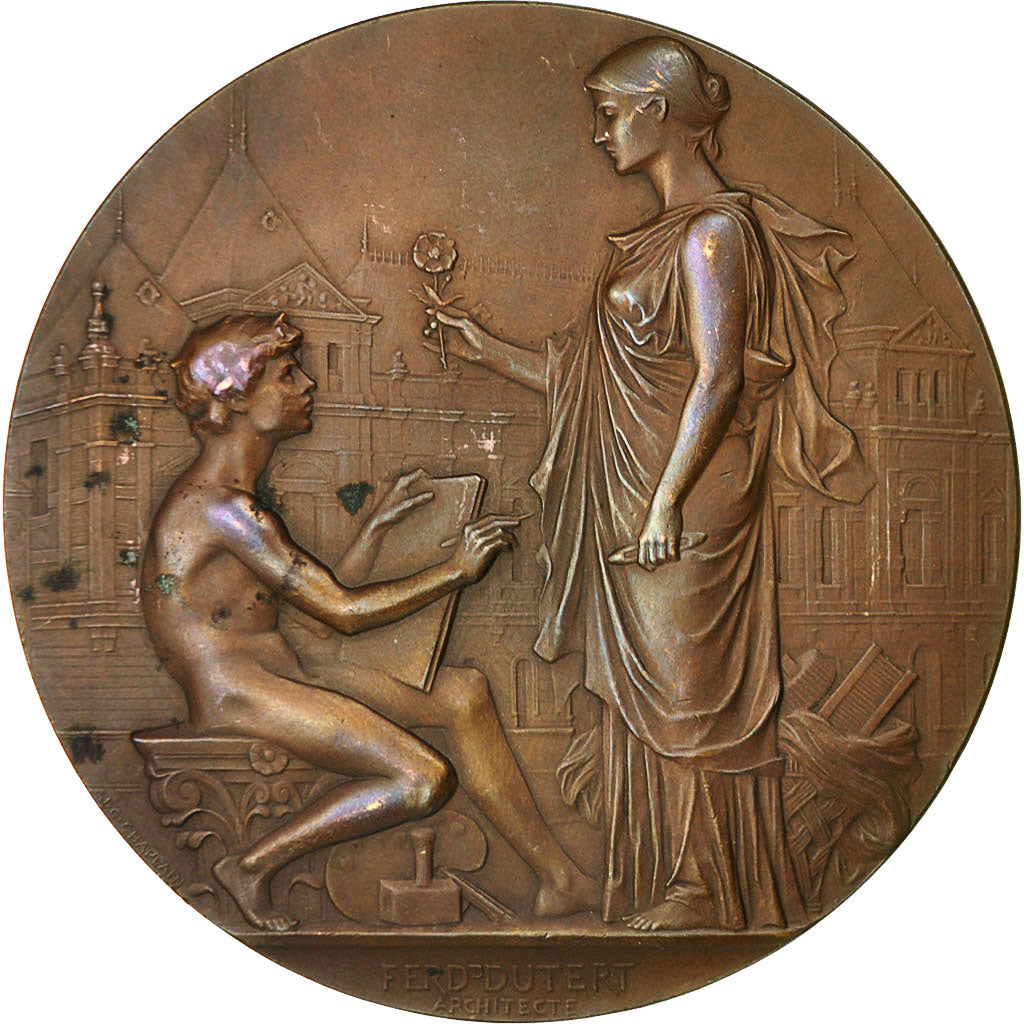 France, Medal, Ecole Nationale des Arts Industriels, Roubaix, 1890, Chaplain