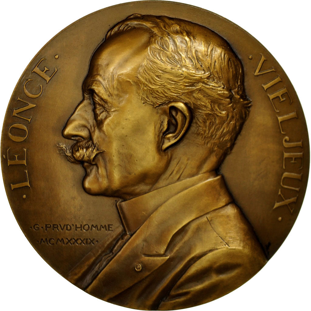 France, Médaille, Léonce Vieljeux, Maire de la Rochelle, 1939, Prud'homme.G