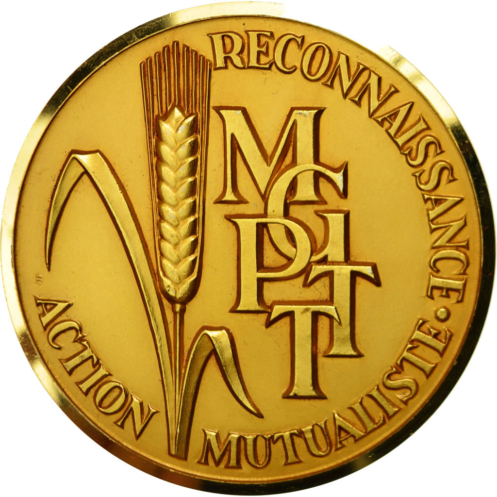 France, Médaille, Mutuelle Générale des P.T.T, 1991, SUP+, Gilt Bronze