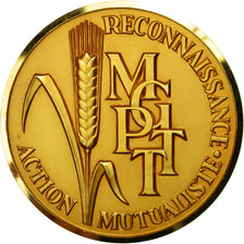 France, Médaille, Mutuelle Générale des P.T.T, 1991, SUP+, Gilt Bronze