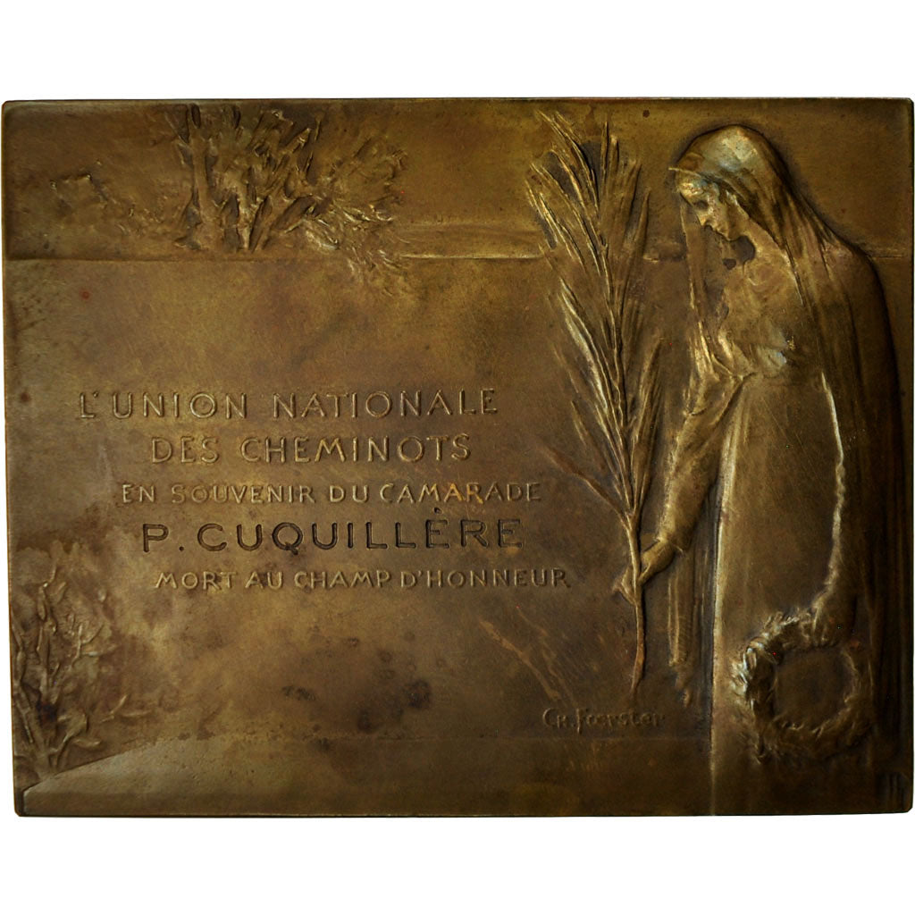 Frankrijk, Medaille, Union Nationale des Cheminots, Railway, 1926, Foerster