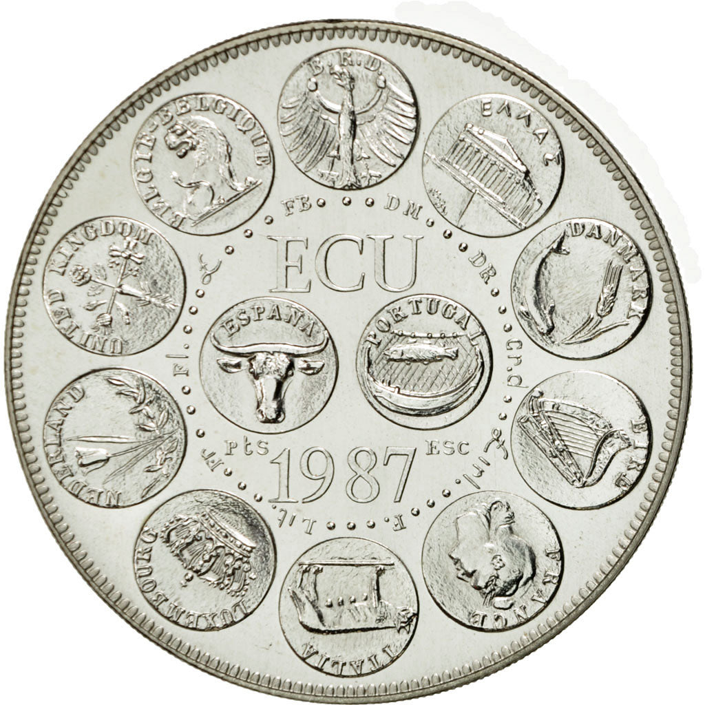 France, Medal, Ecu Europa, Marianne, 1987, Rodier, MS(65-70), Silver