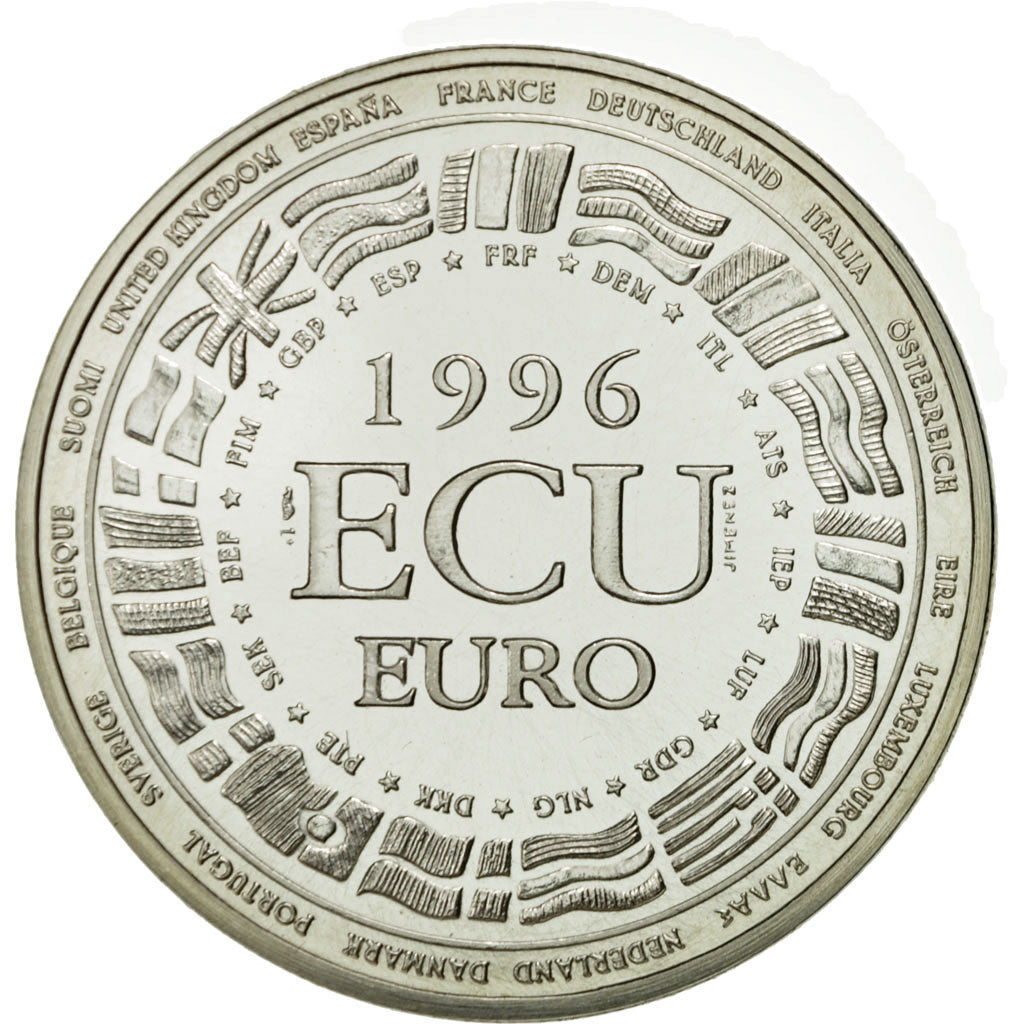 France, Medal, Ecu Europa, 1996, Jimenez, MS(65-70), Silver