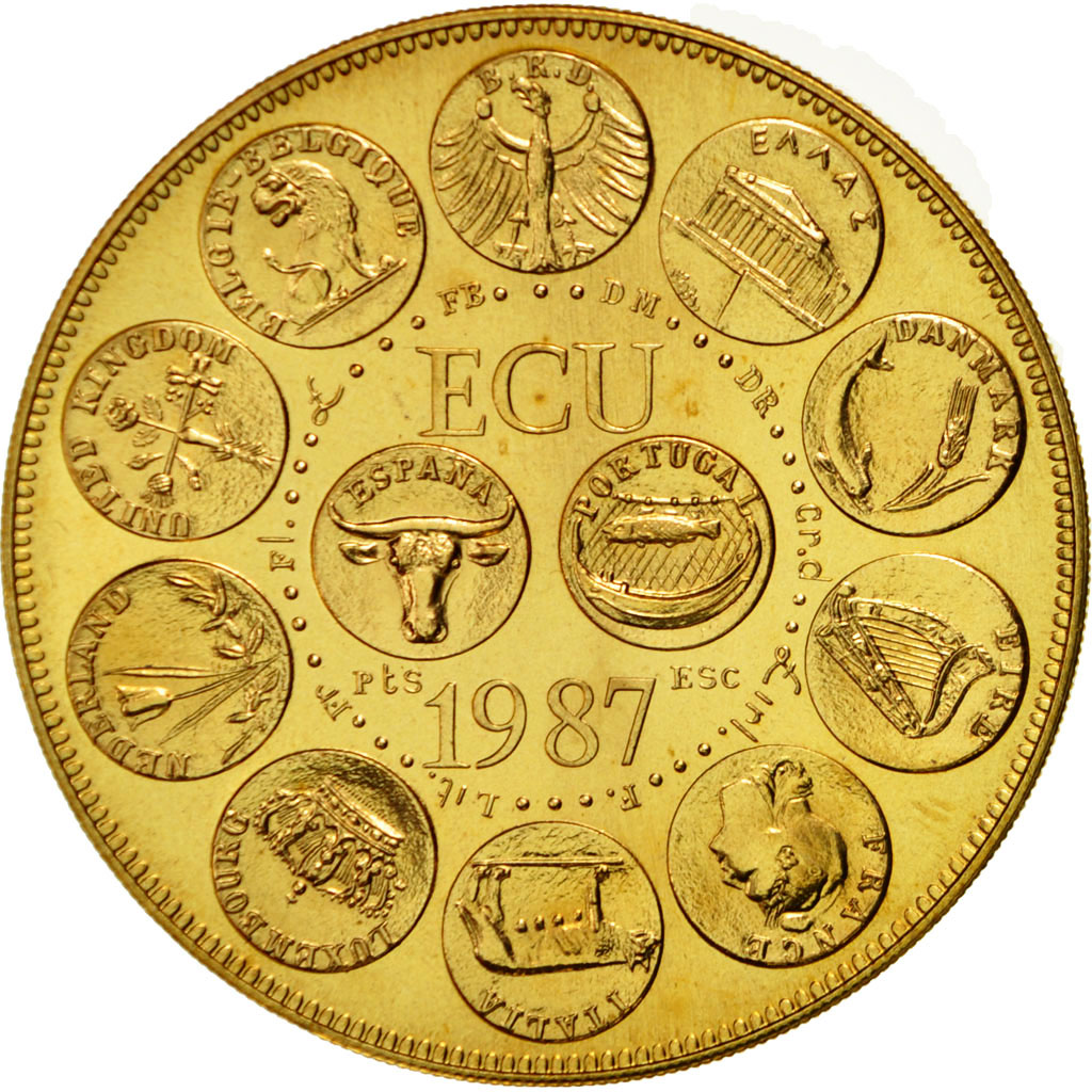 France, Medal, Ecu Europa, Marianne, 1987, Rodier, MS(65-70), Gilt Bronze
