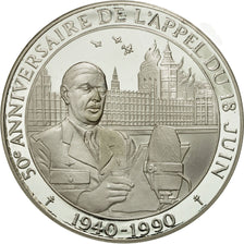 France, Medal, Anniversaires du Général de Gaulle, 1990, MS(65-70), Silver